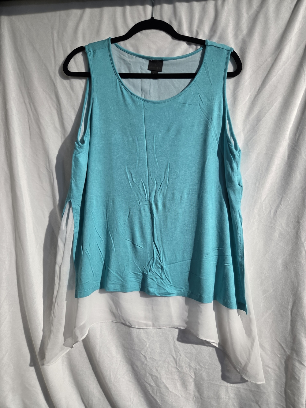 Worthington Turquoise Layered Tank with White Chiffon Back